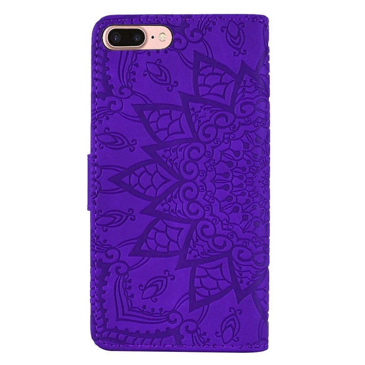 Calf Pattern Double Folding Design Embossed Leather Case with Wallet & Holder & Card Slots for iPhone 8 Plus & 7 Plus
