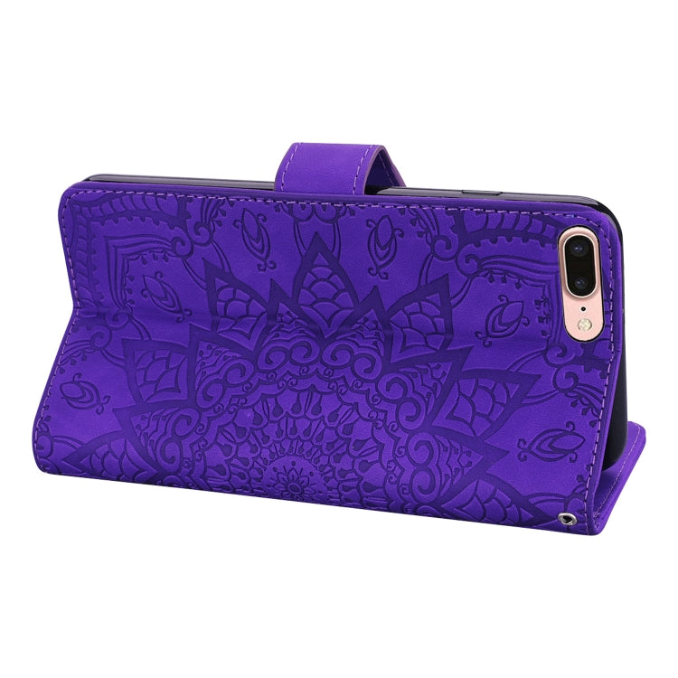Calf Pattern Double Folding Design Embossed Leather Case with Wallet & Holder & Card Slots for iPhone 8 Plus & 7 Plus