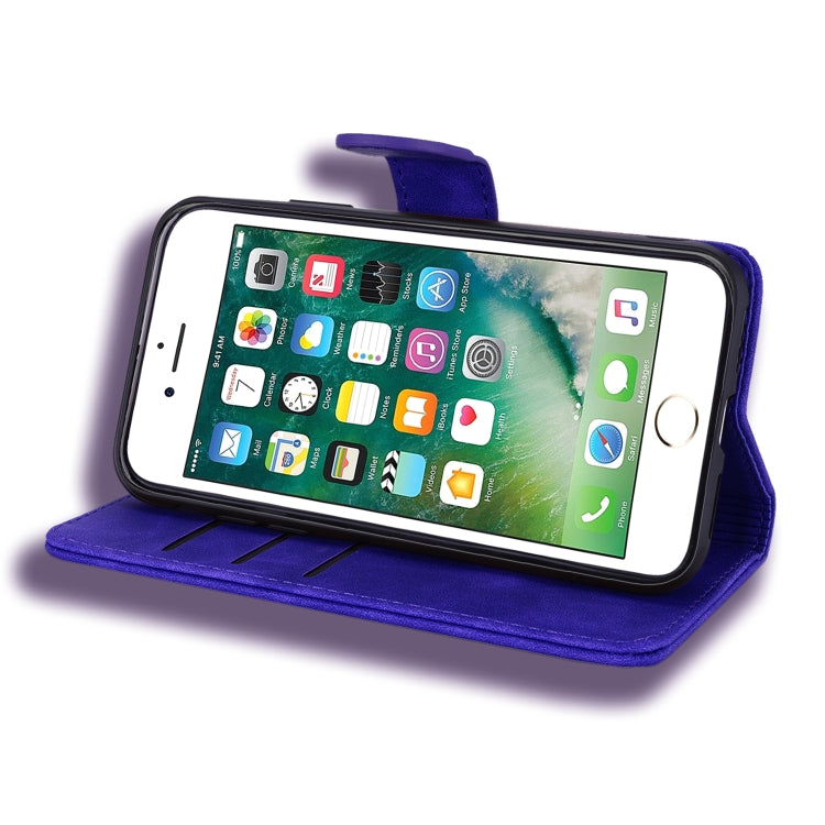 Calf Pattern Double Folding Design Embossed Leather Case with Wallet & Holder & Card Slots for iPhone 8 Plus & 7 Plus