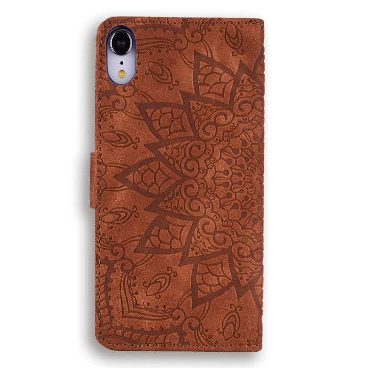 For iPhone XR Calf Pattern Double Folding Design Embossed Leather Case with Wallet & Holder & Card Slots