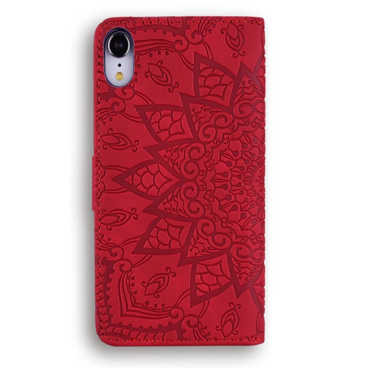 For iPhone XR Calf Pattern Double Folding Design Embossed Leather Case with Wallet & Holder & Card Slots