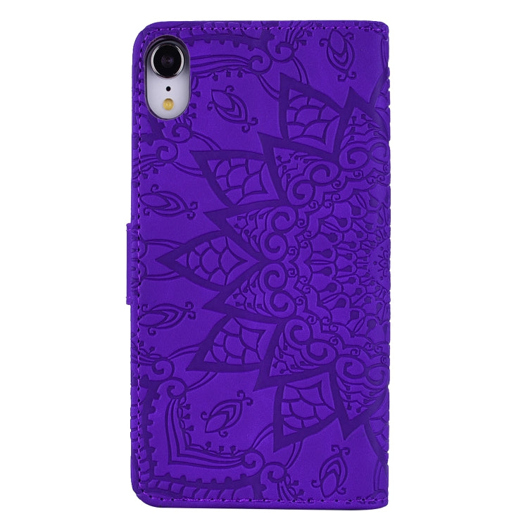 For iPhone XR Calf Pattern Double Folding Design Embossed Leather Case with Wallet & Holder & Card Slots