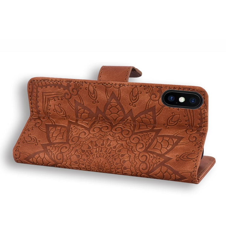 For iPhone XS Max Calf Pattern Double Folding Design Embossed Leather Case with Wallet & Holder & Card Slots