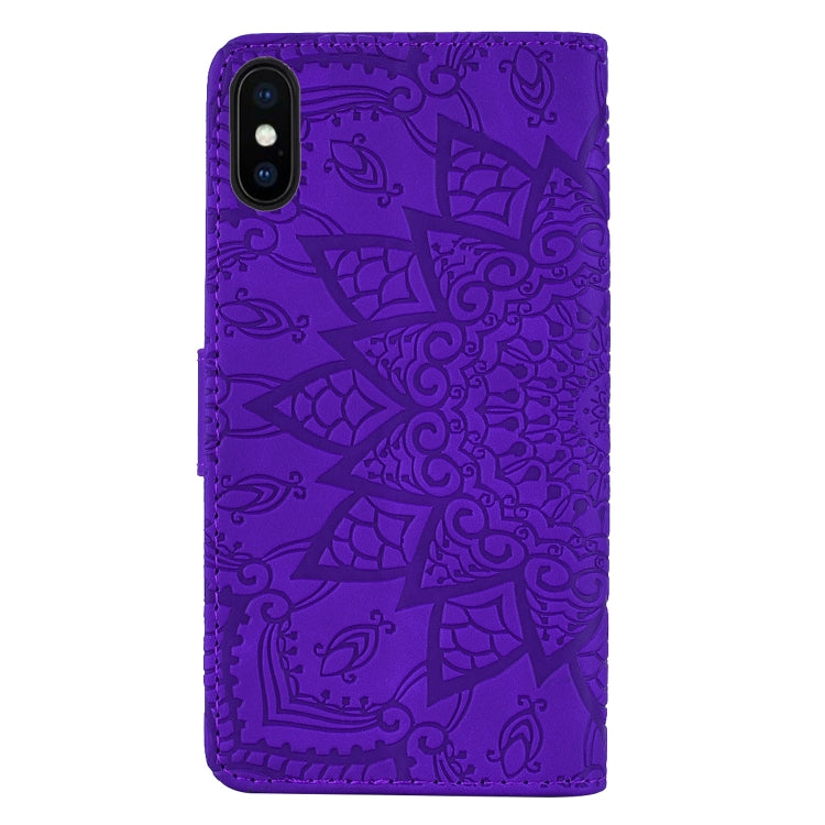 For iPhone XS Max Calf Pattern Double Folding Design Embossed Leather Case with Wallet & Holder & Card Slots