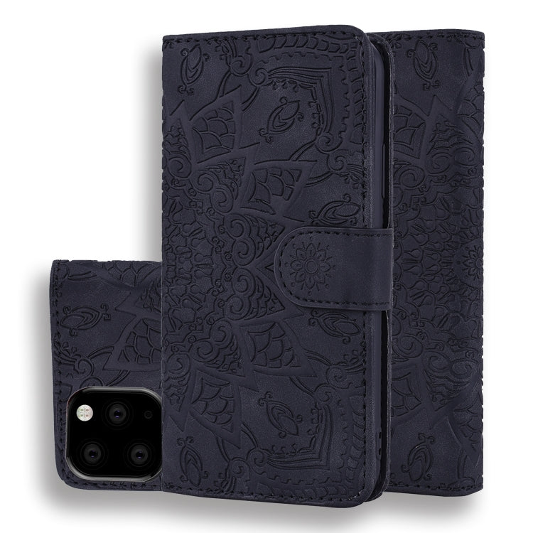 For iPhone 11 Pro Calf Pattern Double Folding Design Embossed Leather Case with Wallet & Holder & Card Slots  (5.8 inch)
