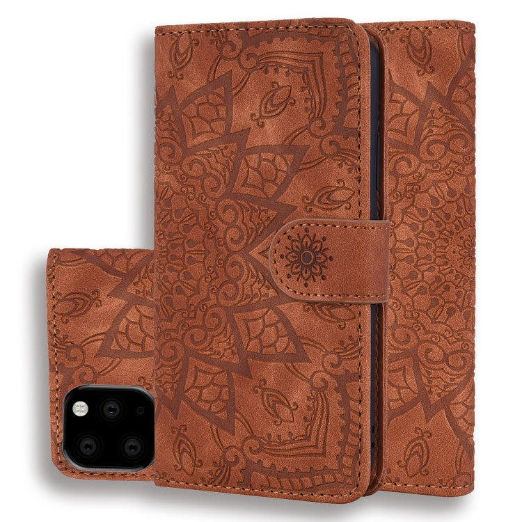 For iPhone 11 Pro Calf Pattern Double Folding Design Embossed Leather Case with Wallet & Holder & Card Slots  (5.8 inch)