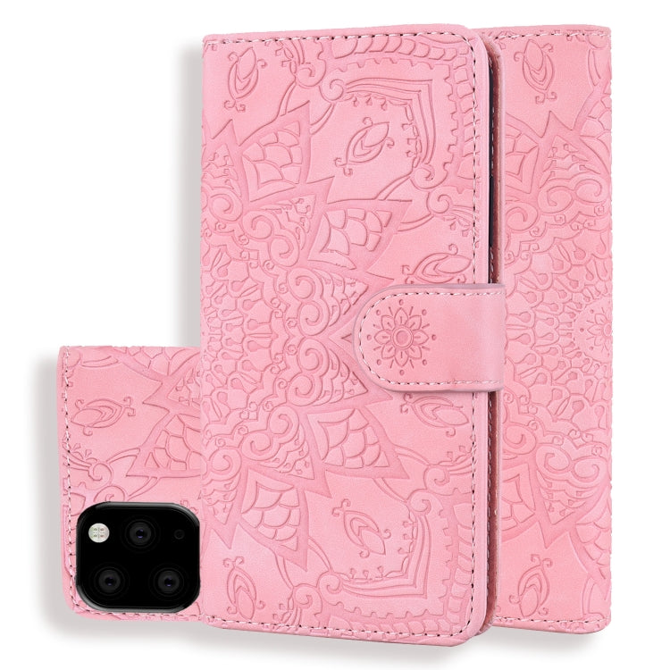 For iPhone 11 Pro Calf Pattern Double Folding Design Embossed Leather Case with Wallet & Holder & Card Slots  (5.8 inch)