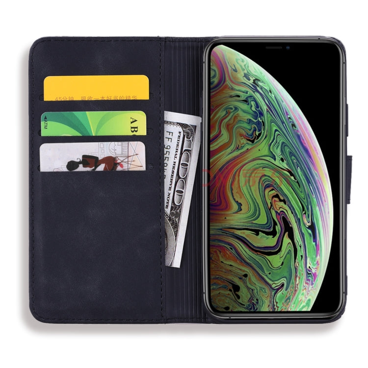 For iPhone 11 Pro Max Calf Pattern Double Folding Design Embossed Leather Case with Wallet & Holder & Card Slots  (6.5 inch)