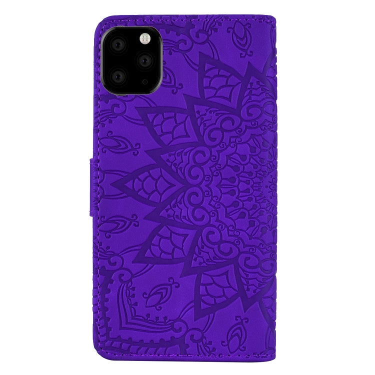 For iPhone 11 Pro Max Calf Pattern Double Folding Design Embossed Leather Case with Wallet & Holder & Card Slots  (6.5 inch)