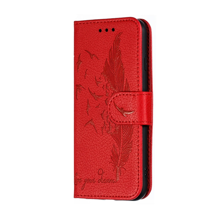 For iPhone SE 2022 / SE 2020 / 8 / 7 Feather Pattern Litchi Texture Horizontal Flip Leather Case with Wallet & Holder & Card Slots