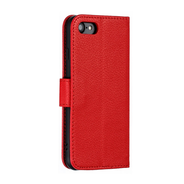 For iPhone SE 2022 / SE 2020 / 8 / 7 Feather Pattern Litchi Texture Horizontal Flip Leather Case with Wallet & Holder & Card Slots