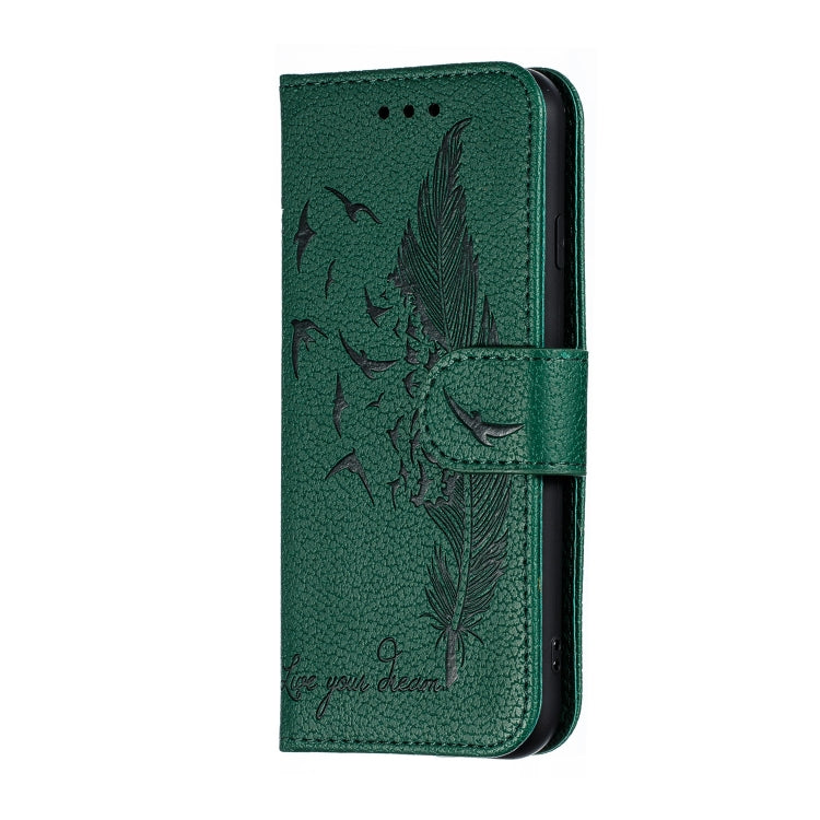 For iPhone SE 2022 / SE 2020 / 8 / 7 Feather Pattern Litchi Texture Horizontal Flip Leather Case with Wallet & Holder & Card Slots
