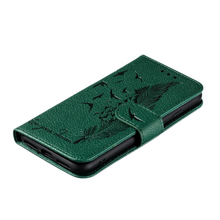 For iPhone SE 2022 / SE 2020 / 8 / 7 Feather Pattern Litchi Texture Horizontal Flip Leather Case with Wallet & Holder & Card Slots