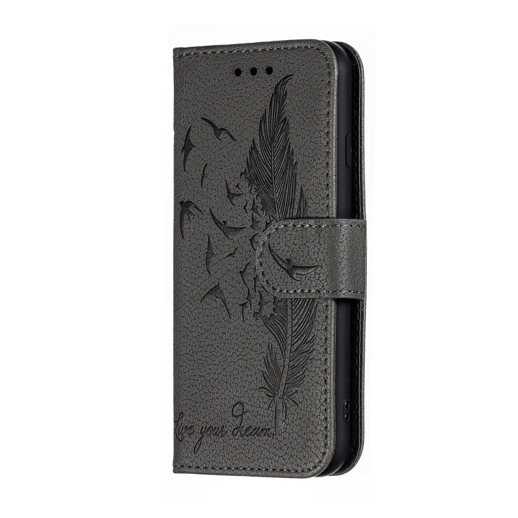 For iPhone SE 2022 / SE 2020 / 8 / 7 Feather Pattern Litchi Texture Horizontal Flip Leather Case with Wallet & Holder & Card Slots
