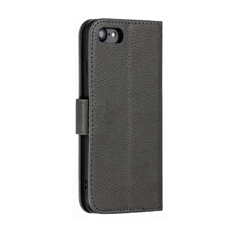 For iPhone SE 2022 / SE 2020 / 8 / 7 Feather Pattern Litchi Texture Horizontal Flip Leather Case with Wallet & Holder & Card Slots