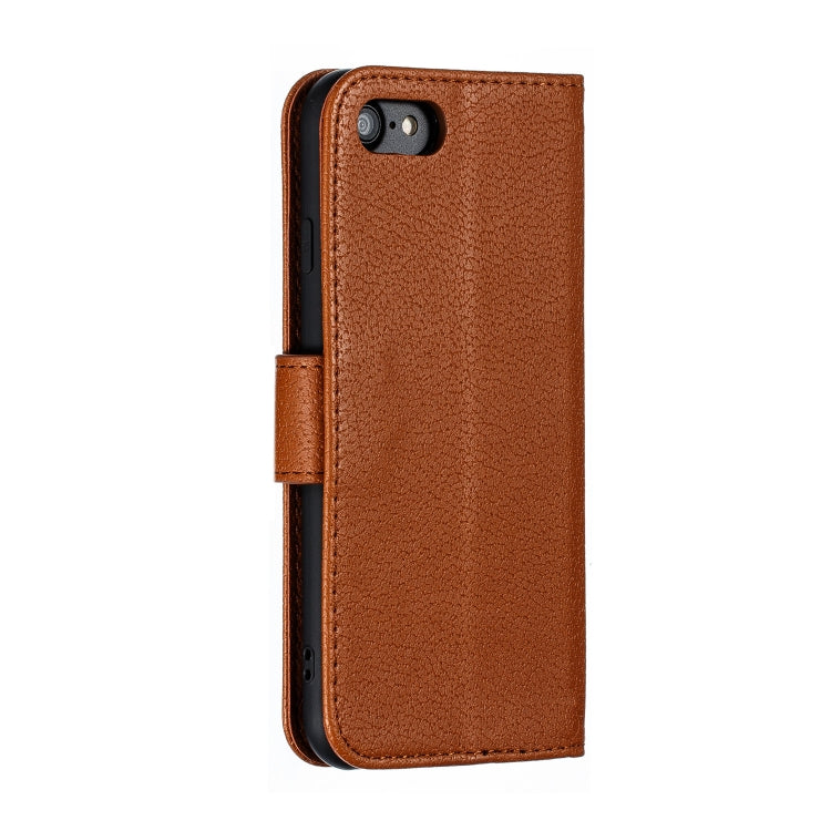 For iPhone SE 2022 / SE 2020 / 8 / 7 Feather Pattern Litchi Texture Horizontal Flip Leather Case with Wallet & Holder & Card Slots