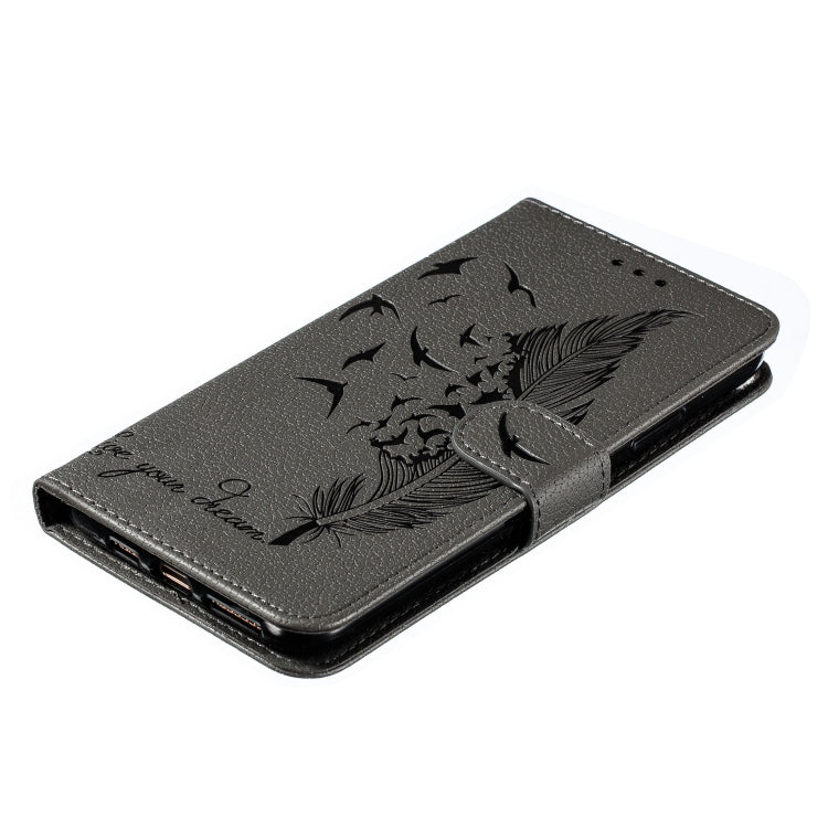 For iPhone 11 Pro Feather Pattern Litchi Texture Horizontal Flip Leather Case with Wallet & Holder & Card Slots