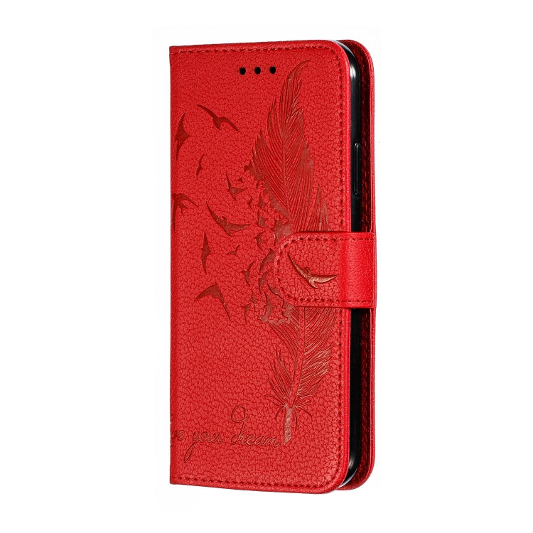 For iPhone 11 Feather Pattern Litchi Texture Horizontal Flip Leather Case with Wallet & Holder & Card Slots