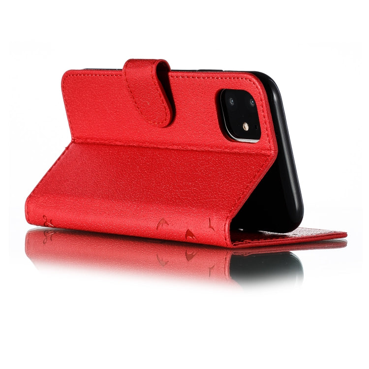 For iPhone 11 Feather Pattern Litchi Texture Horizontal Flip Leather Case with Wallet & Holder & Card Slots