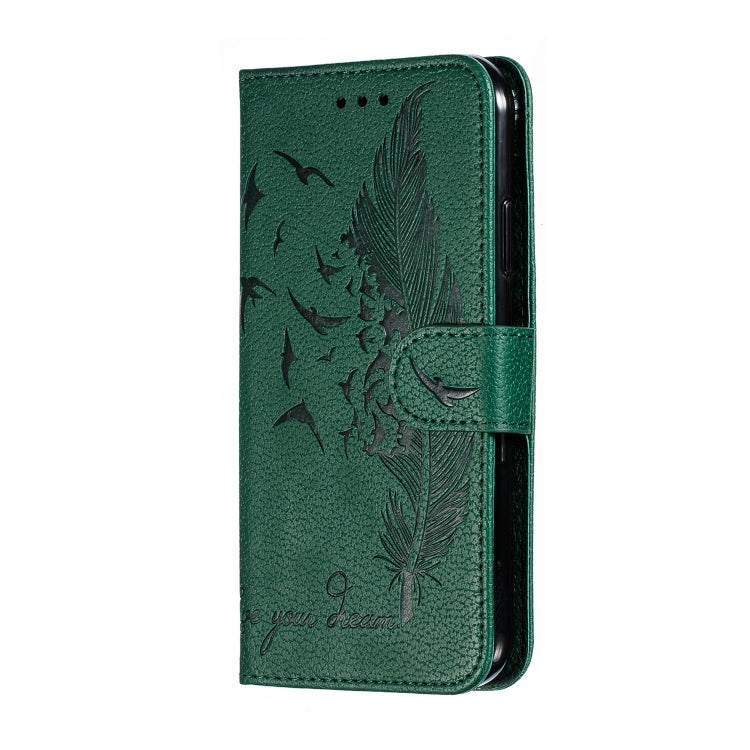 For iPhone 11 Feather Pattern Litchi Texture Horizontal Flip Leather Case with Wallet & Holder & Card Slots