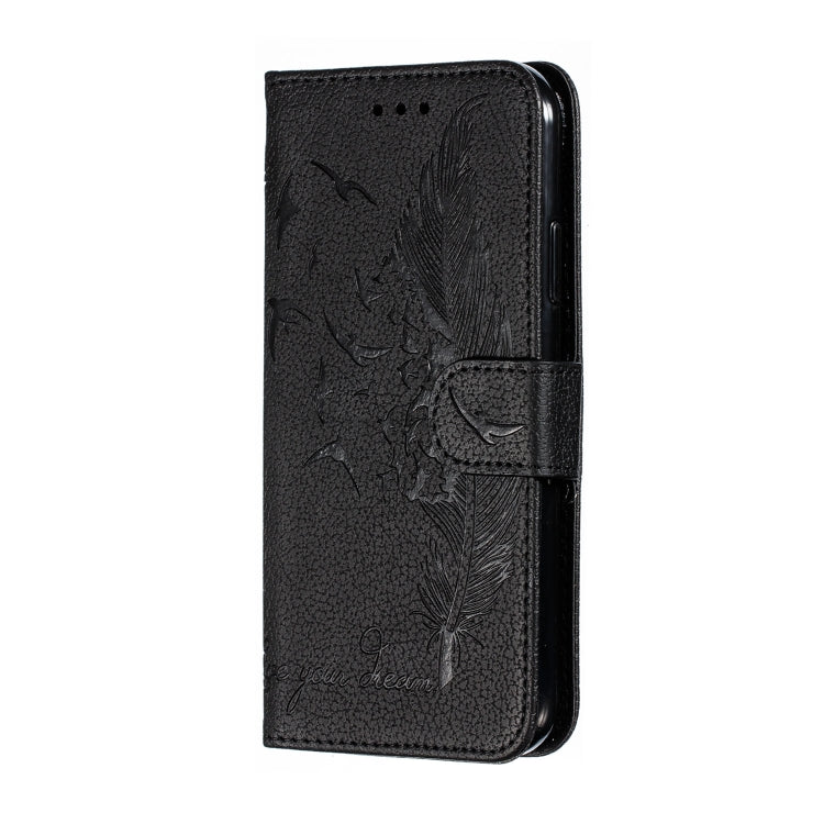 For iPhone 11 Feather Pattern Litchi Texture Horizontal Flip Leather Case with Wallet & Holder & Card Slots