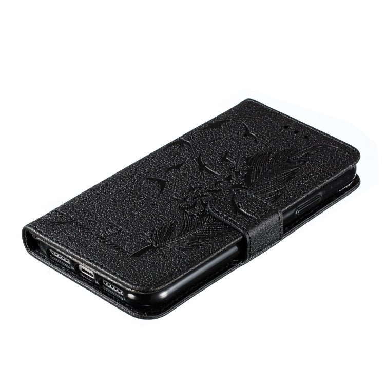 For iPhone 11 Feather Pattern Litchi Texture Horizontal Flip Leather Case with Wallet & Holder & Card Slots