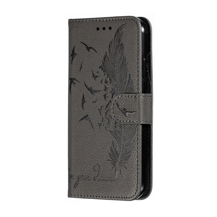 For iPhone 11 Feather Pattern Litchi Texture Horizontal Flip Leather Case with Wallet & Holder & Card Slots