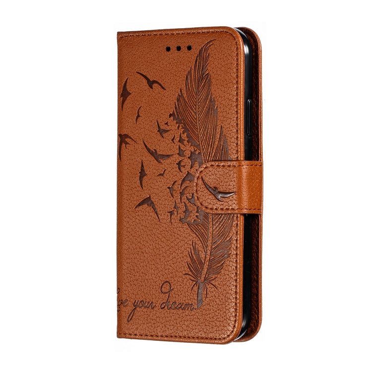 For iPhone 11 Feather Pattern Litchi Texture Horizontal Flip Leather Case with Wallet & Holder & Card Slots