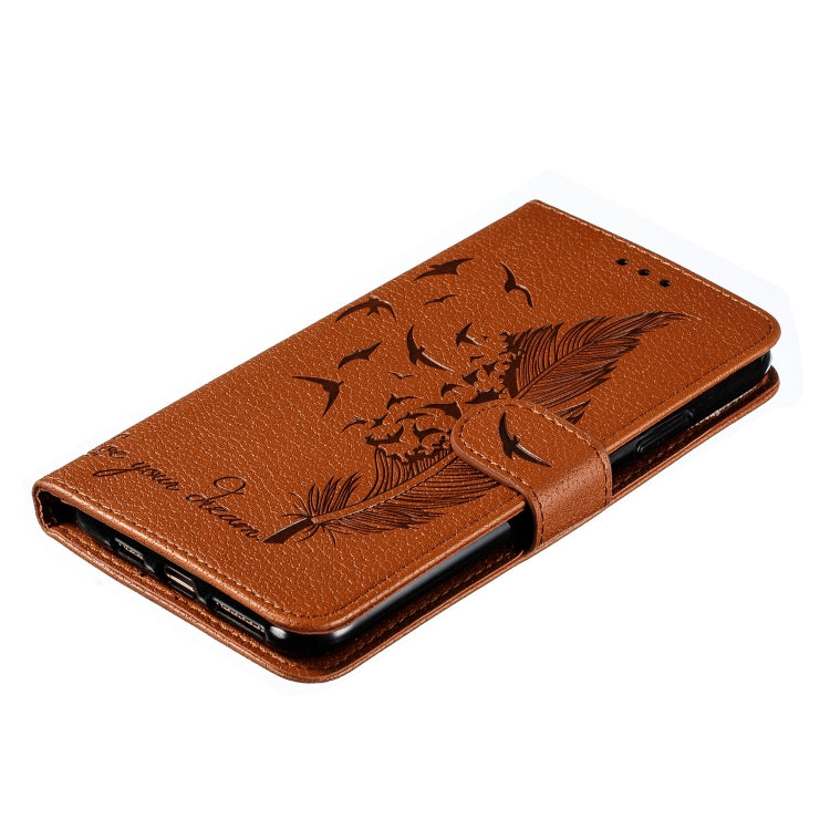For iPhone 11 Pro Max Feather Pattern Litchi Texture Horizontal Flip Leather Case with Wallet & Holder & Card Slots