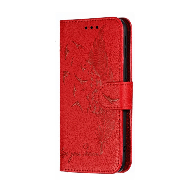 Feather Pattern Litchi Texture Horizontal Flip Leather Case with Wallet & Holder & Card Slots For Galaxy A2 Core