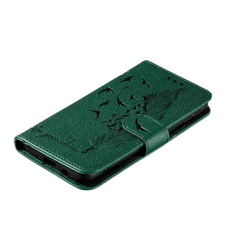 Feather Pattern Litchi Texture Horizontal Flip Leather Case with Wallet & Holder & Card Slots For Galaxy A2 Core
