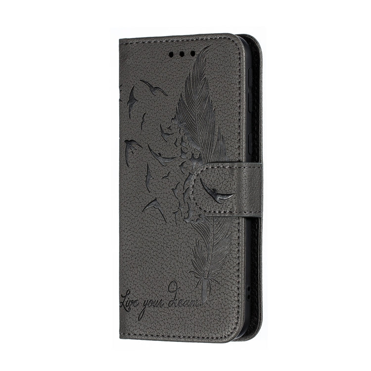 Feather Pattern Litchi Texture Horizontal Flip Leather Case with Wallet & Holder & Card Slots For Galaxy A2 Core