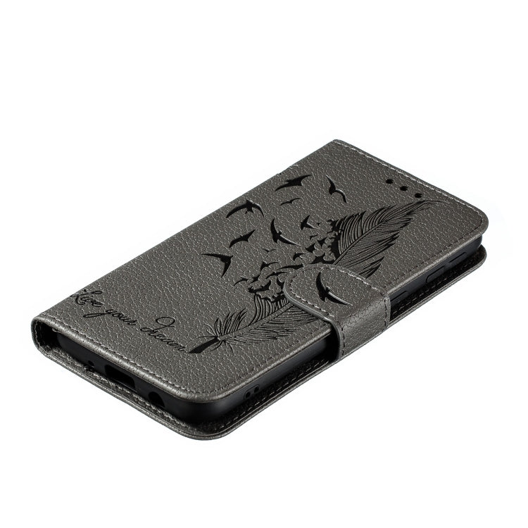 Feather Pattern Litchi Texture Horizontal Flip Leather Case with Wallet & Holder & Card Slots For Galaxy A2 Core