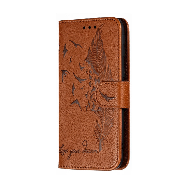 Feather Pattern Litchi Texture Horizontal Flip Leather Case with Wallet & Holder & Card Slots For Galaxy A2 Core