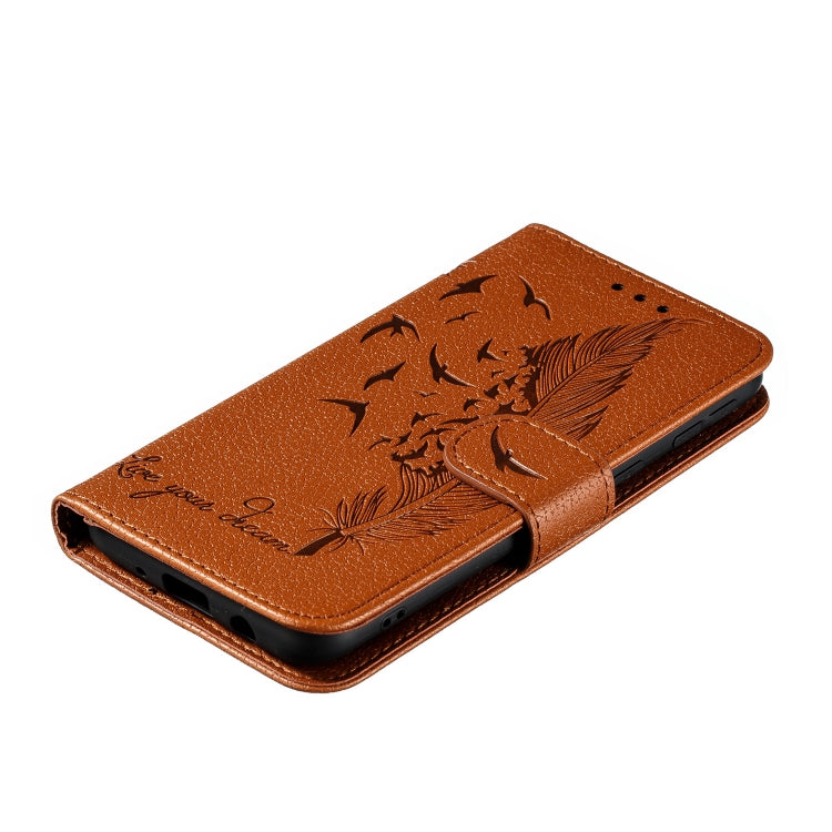 Feather Pattern Litchi Texture Horizontal Flip Leather Case with Wallet & Holder & Card Slots For Galaxy A2 Core
