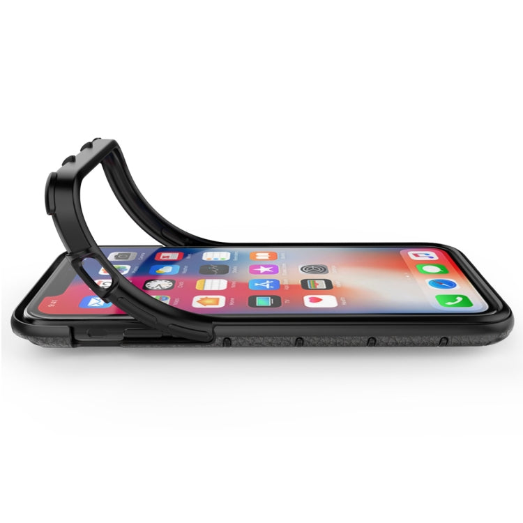 For iPhone 11 Pro Litchi Texture PC + TPU Combination Casewith Magnetic Ring Holder