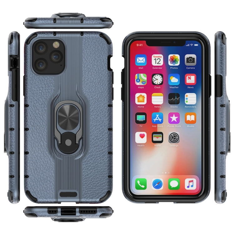 For iPhone 11 Pro Litchi Texture PC + TPU Combination Casewith Magnetic Ring Holder