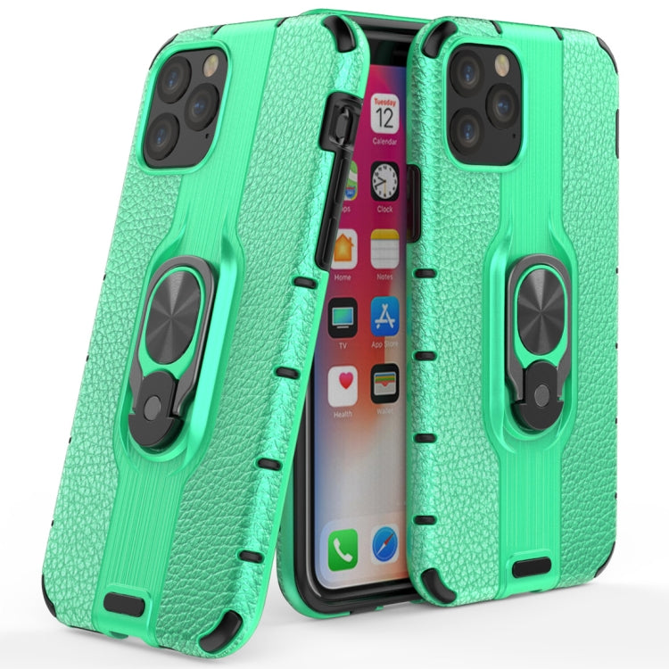 For iPhone 11 Pro Litchi Texture PC + TPU Combination Casewith Magnetic Ring Holder
