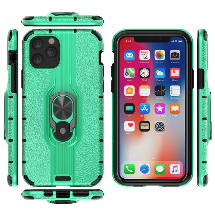 For iPhone 11 Pro Litchi Texture PC + TPU Combination Casewith Magnetic Ring Holder