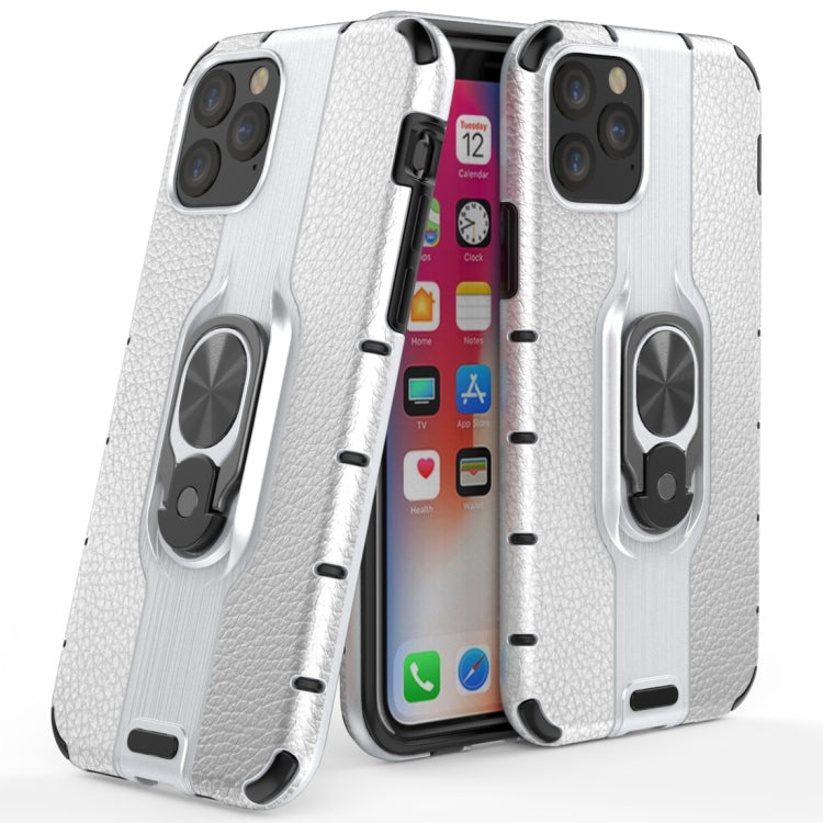 For iPhone 11 Pro Litchi Texture PC + TPU Combination Casewith Magnetic Ring Holder