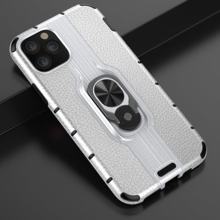 For iPhone 11 Pro Litchi Texture PC + TPU Combination Casewith Magnetic Ring Holder