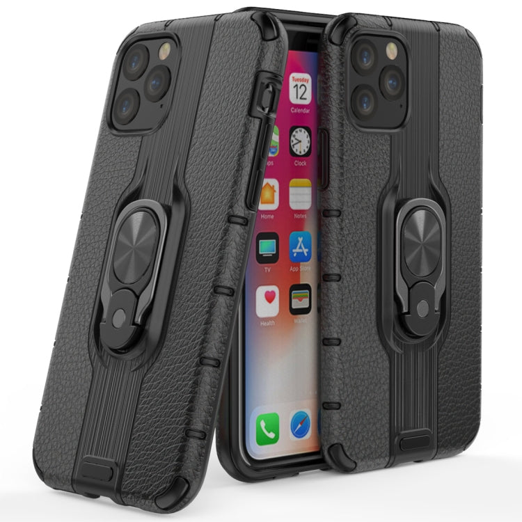 For iPhone 11 Pro Max Litchi Texture PC + TPU Combination Case with Magnetic Ring Holder