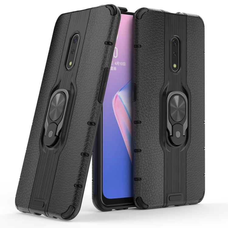 Litchi Texture PC + TPU Combination Case with Magnetic Ring Holder For Oppo K3 / Realme X