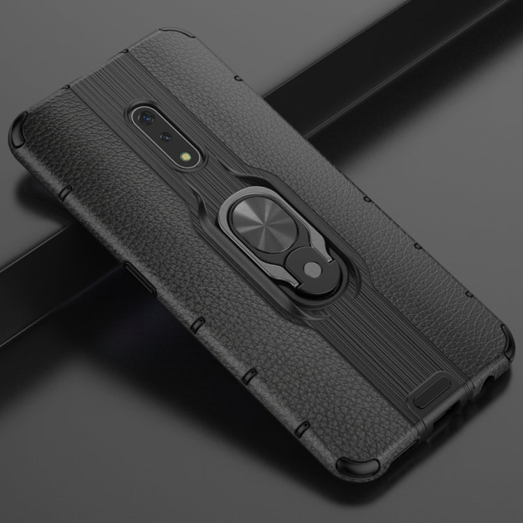 Litchi Texture PC + TPU Combination Case with Magnetic Ring Holder For Oppo K3 / Realme X