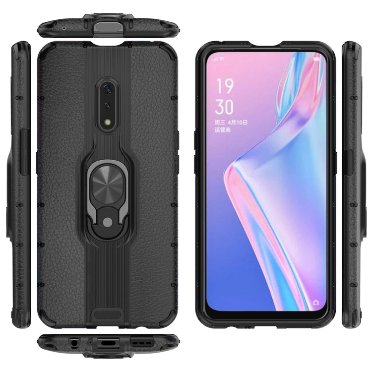 Litchi Texture PC + TPU Combination Case with Magnetic Ring Holder For Oppo K3 / Realme X