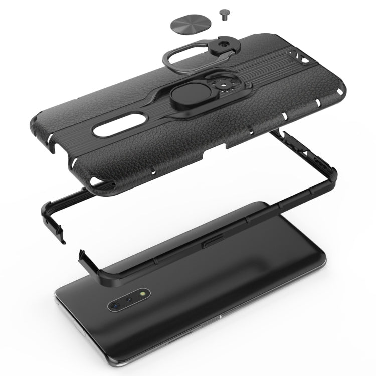 Litchi Texture PC + TPU Combination Case with Magnetic Ring Holder For Oppo K3 / Realme X