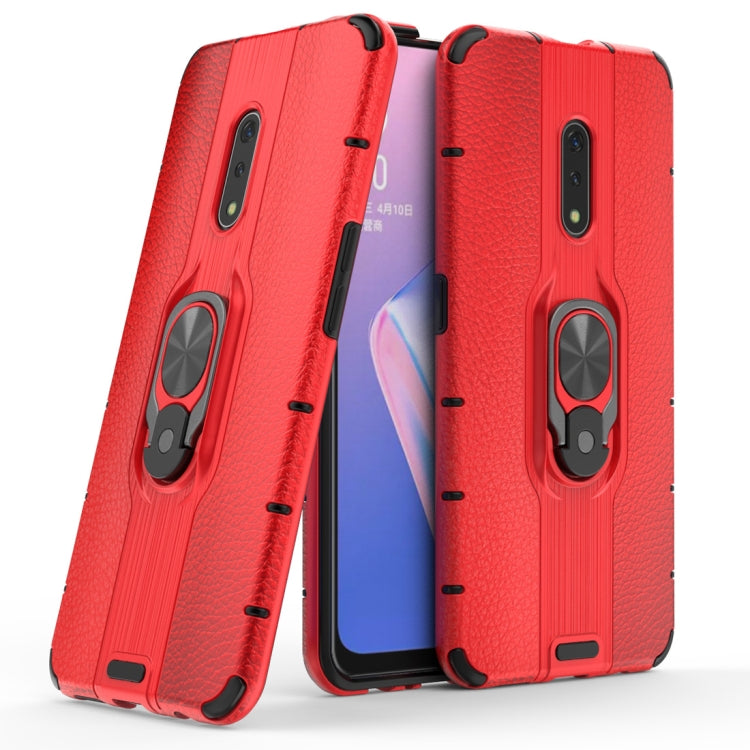 Litchi Texture PC + TPU Combination Case with Magnetic Ring Holder For Oppo K3 / Realme X