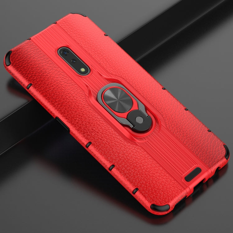 Litchi Texture PC + TPU Combination Case with Magnetic Ring Holder For Oppo K3 / Realme X