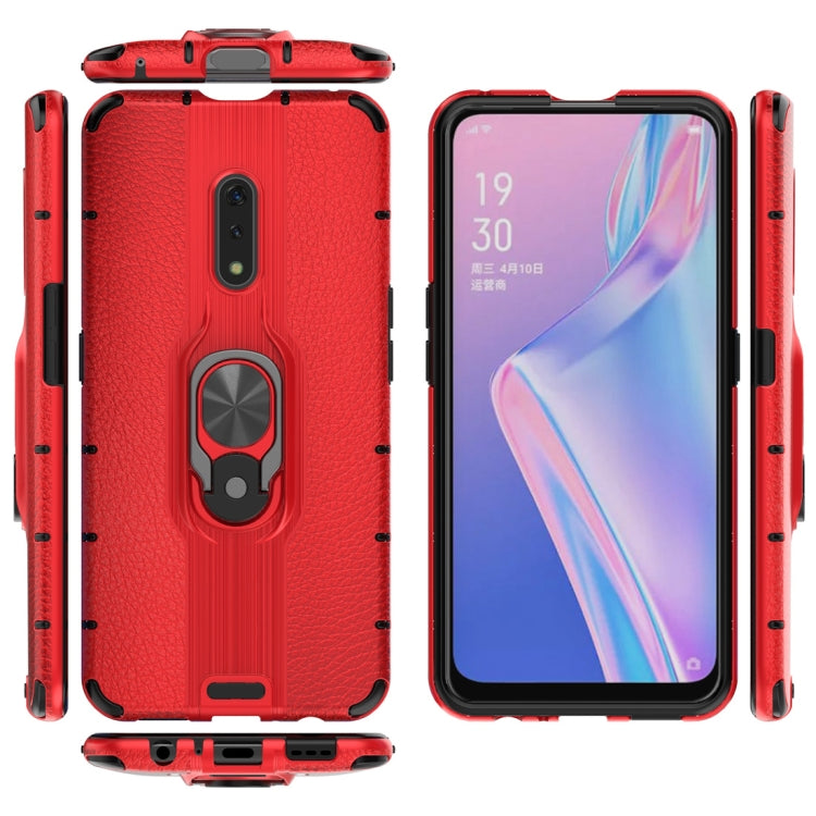 Litchi Texture PC + TPU Combination Case with Magnetic Ring Holder For Oppo K3 / Realme X
