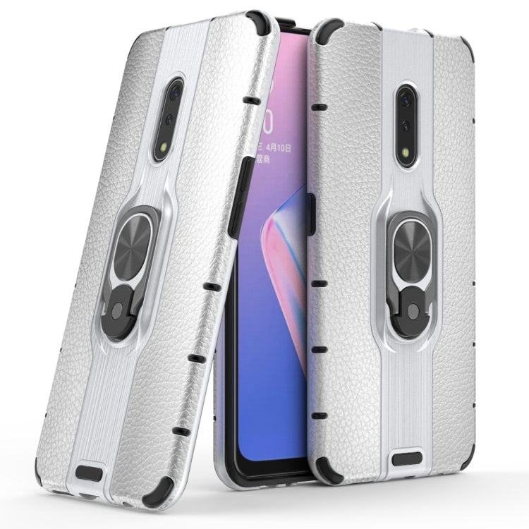 Litchi Texture PC + TPU Combination Case with Magnetic Ring Holder For Oppo K3 / Realme X